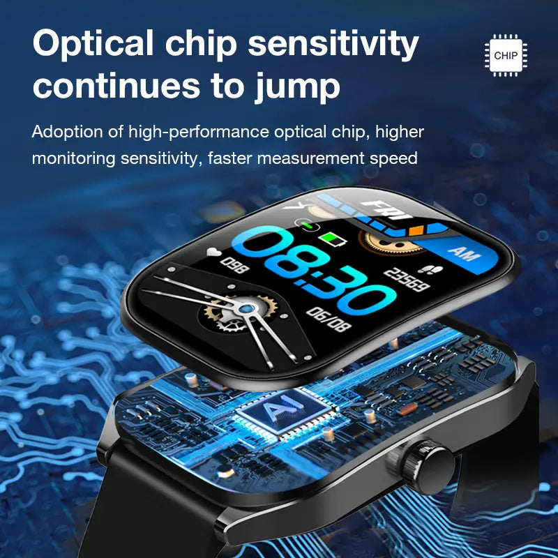 Silicone Smart Watch - Business Style Wearable Device, 2.01" HD Curved Touchscreen Smartwatch, Bluetooth Calling, AI Voice Assistant, IP68 Waterproof, 100+ Sports Tracking Modes, Health & Fitness Tracker, Android & iOS Compatible, Father's Day Gift