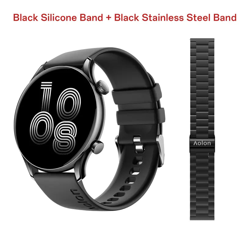 1.43 AMOLED Display, Bluetooth Calls, Fitness & Sleep Tracking, 110+Sport Modes, IP68 Water Resistant, Fast Charging, 120-Hour Battery, iOS & Android, Great Gift for Men & Women.
