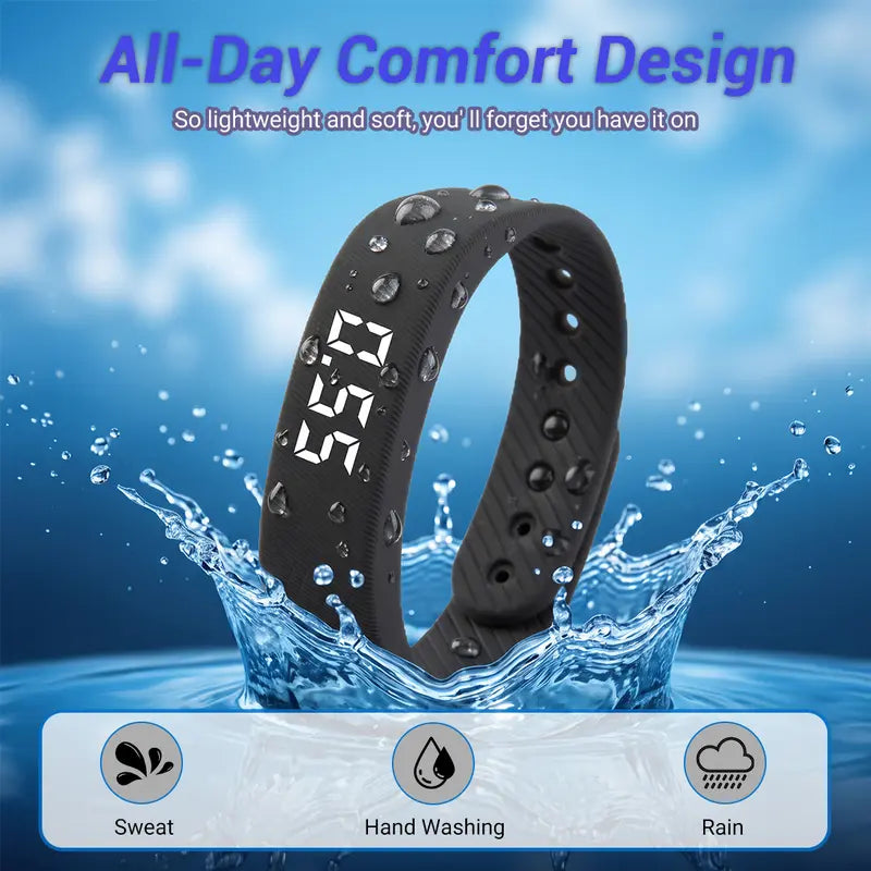 Fitness Tracker with Silent Alarm, Waterproof Band, Step Counter, Built-in USB Plug - No Cables Needed, Ideal for Gym & Travel