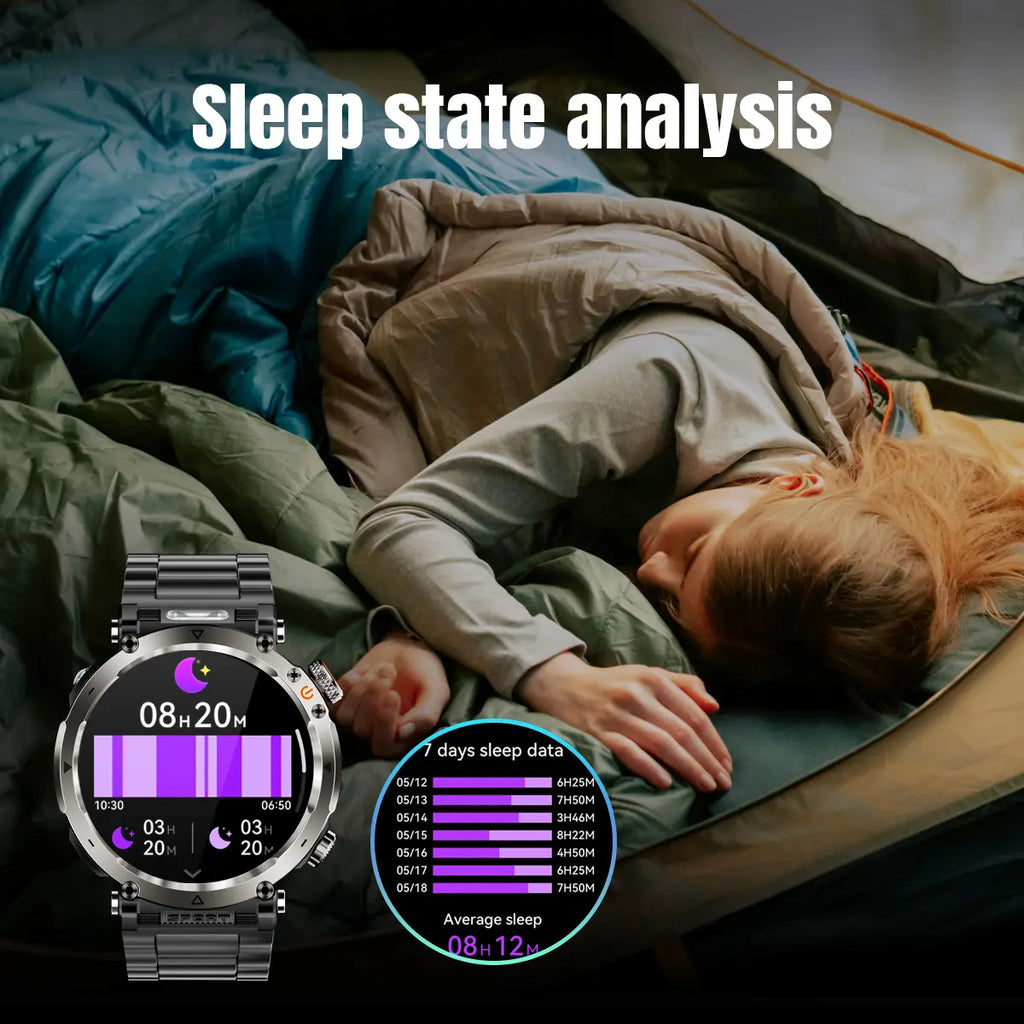 New 2026 Manly Style Smart Sports Watch LED Lights Wireless Calling Message Reminders Sports Mode Voice Assistant Weather Push Stopwatch Timer Smartwatch For Men Compatible With Android iPhone Phones