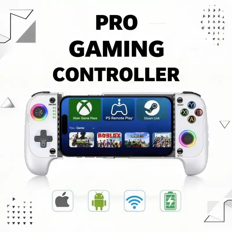 Wireless Mobile Gaming Controller for 100-175mm Smartphones, Rechargeable Portable Controller for iPhone/Android/iPad, Hall Effect Joystick, Turbo, Low Latency Bluetooth, Phone Case Support, Gaming Accessories for Steam, Cool Gadgets Gifts for Him