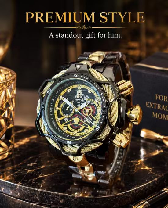 Luxury Men's High End Fashionable Stylish Quartz Watches Analog Watch High Aesthetic Light Luxury Fashion Casual Versatile Punk Style Stainless Steel Large Dial Gift Box Included