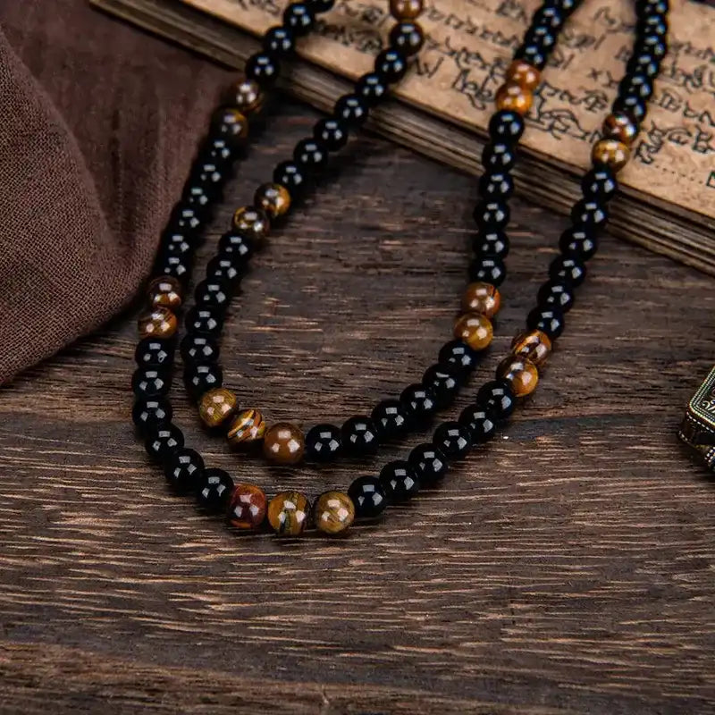ARPURRAINA Tiger Eye Crystal Necklace, 69cm/27.1in Unisex Sweater Chain Healing Pendant, Abundance-Attracting Jewelry for Women, Theme Party Accessory, Unique Cool Anniversary Gift