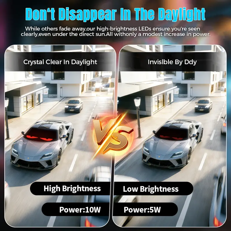 Devil's Eye High-Brightness LED Windshield Display, 15*4''/23*5'' Programmable LED Matrix Panel, Ojos Led Para Carro, USB-Powered with Remote & App Control for Sedans, SUVs & Medium Trucks