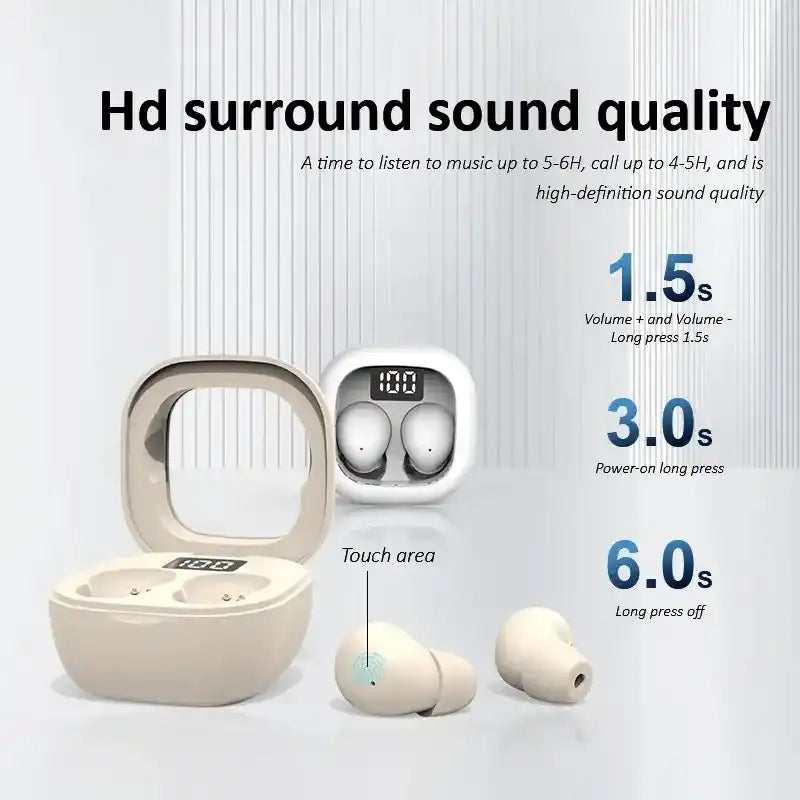 2026New Ultra-Small Invisible Wireless In-Ear Earbuds, 0.08 oz Lightweight Silicone, Noise Cancelling, 25-Hour Battery Life, for Side Sleepers, Cellphones Compatible,  Privacy-Focused