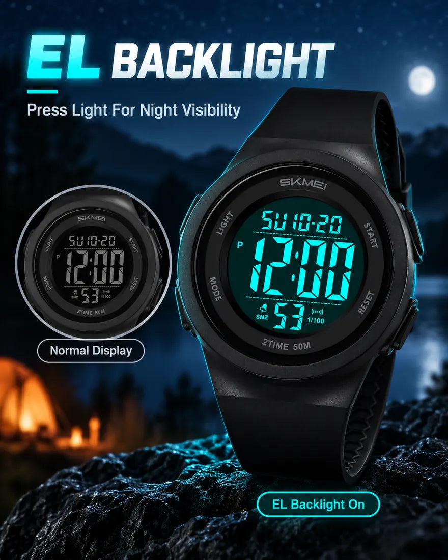 Men's Fashion Digital Watch, Casual Sporty Digital Watch with Luminous Dial & Alarm Mode, Waterproof Watch with Digital Display for Men