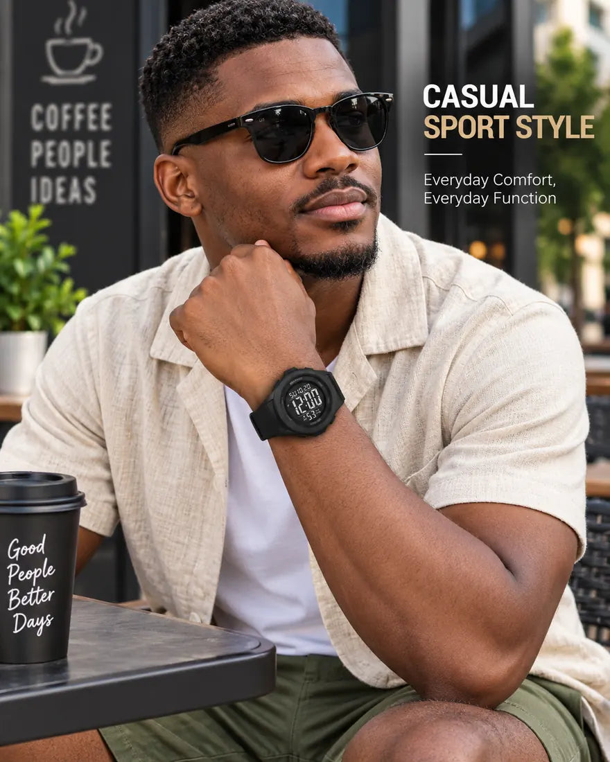 Men's Fashion Digital Watch, Casual Sporty Digital Watch with Luminous Dial & Alarm Mode, Waterproof Watch with Digital Display for Men
